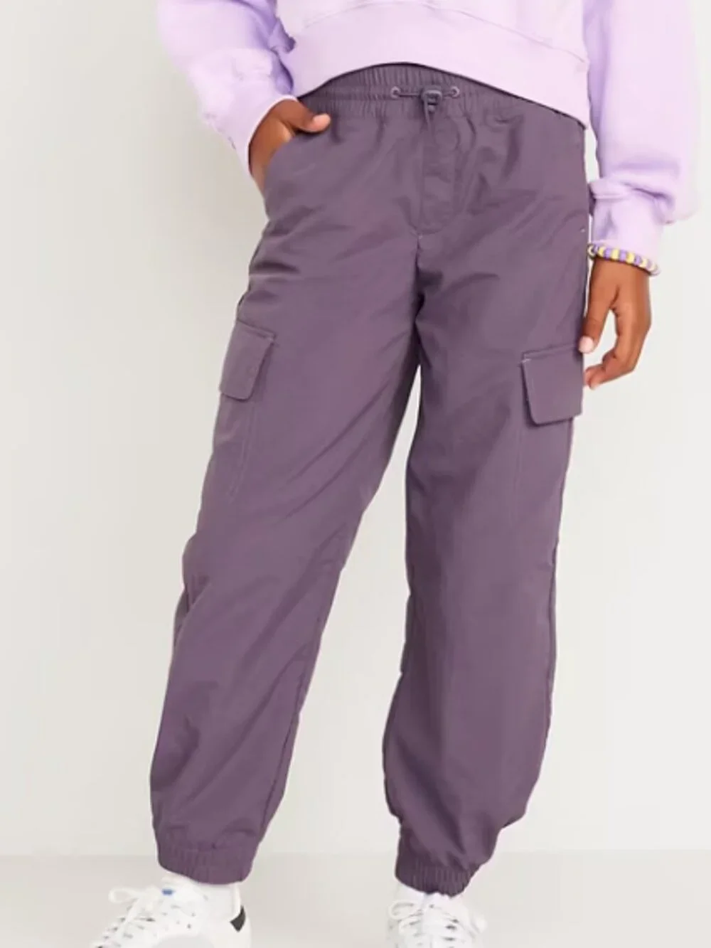 OLD NAVY Girls High-Waisted Loose Cargo Performance Pants in Magnetic Fig